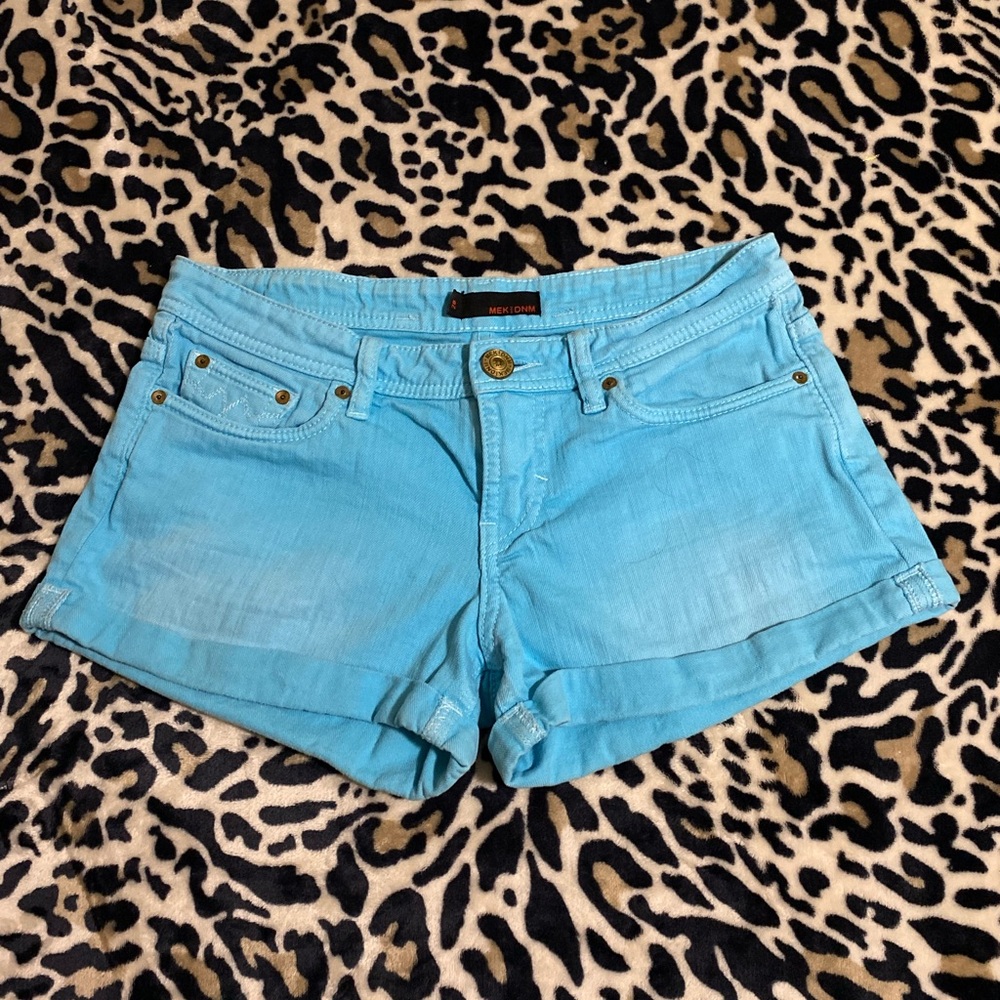 MEK Women's Aqua Blue Denim Shorts